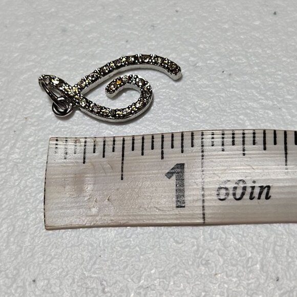 Silver Rhinestone Initial J Pendant Necklace Charm Sparkling Jewelry Womens - Picture 3 of 3